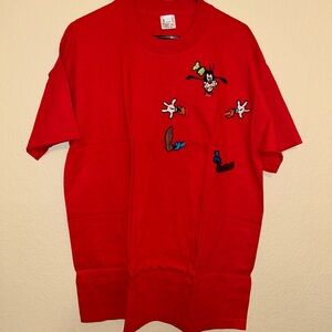 Anvil Vintage  Disney shirt  XL Goofy Red Front Pocket Early 90’s Embroidered
